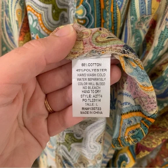 Umgee Women’s Boho Oversized Tunic Mini Dress Fall Flowy Peasant Sleeve Size L - Picture 7 of 12